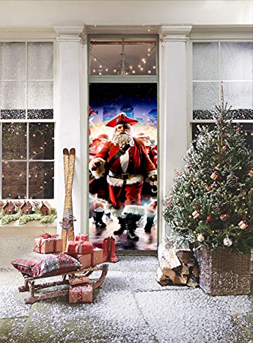 סנטה קלאוס, קישוטים לחג המולד | חג המולד הדלת כיסוי | חג מולד קישוט הבית להסרה ו לשימוש חוזר יכול לשמש במשך שנים | מתנה